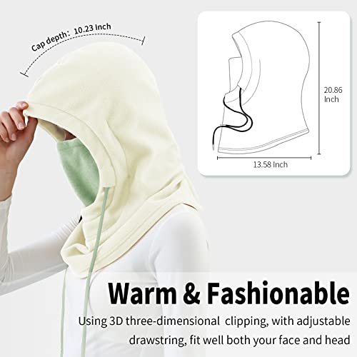 Achiou Ski Mask, Winter Balaclava Warm Windproof Face Cover Men Women - color: White