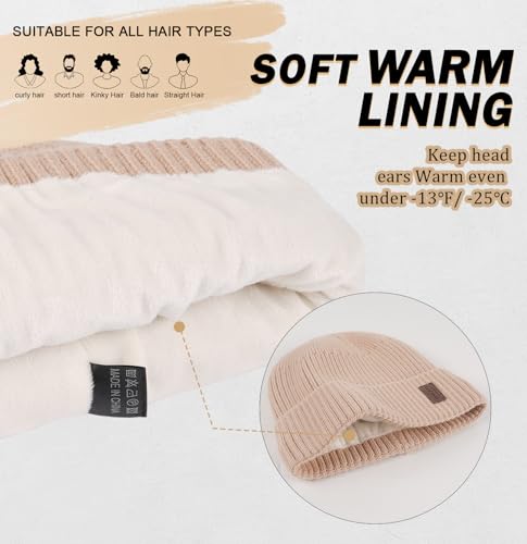 Wmcaps Winter Beanie for Men Women Fleece Lined Hat Warm Cuffed - color: Beige