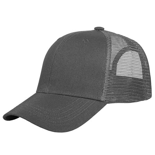 Falari Trucker Hat Baseball Cap Structured Plain Design 6 Panel, Adjustable Size - color: 1pk Dark Gray