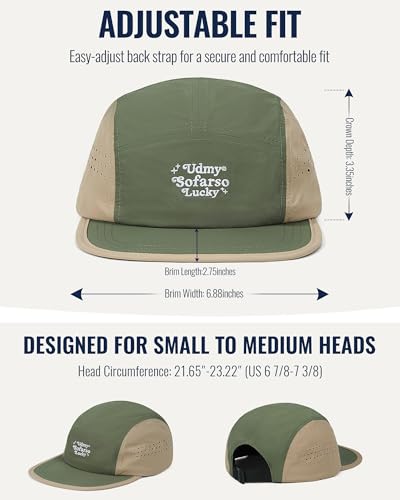 CLAPE Quick Dry 5 Panel Hat for Men, Breathable Mesh Lightweight Running Cap Outdoor Streetwear Flat Brim Hat - color: Bs265p15-greenkhaki