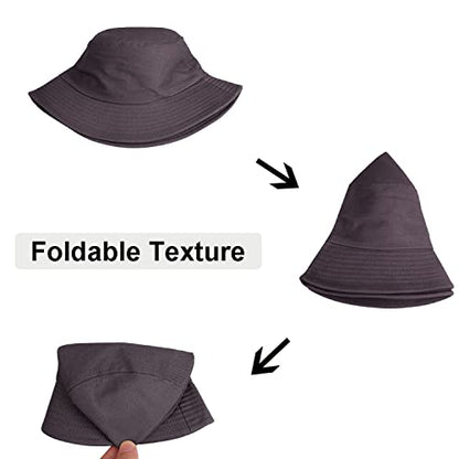 Wheebo Solid Color Bucket Hat for Women Summer Beach Fishmen Hat for Lady Adult Unisex Cotton Cap…… - color: A-sc-charcoal