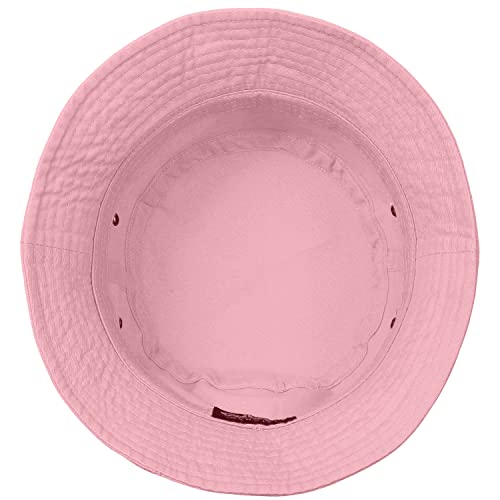 Falari Men Women Unisex Cotton Bucket Hat 100% Cotton Packable for Travel Fishing Hunting Summer Camp - color: Light Pink, size: Small-Medium