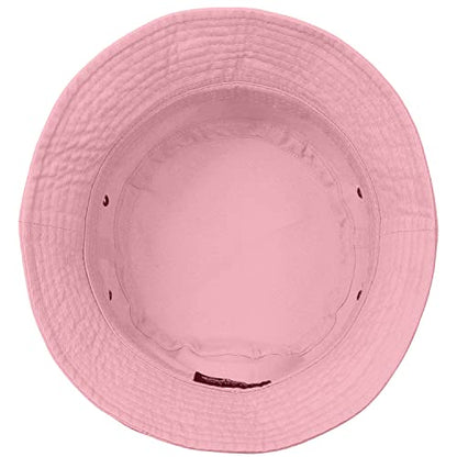 Falari Men Women Unisex Cotton Bucket Hat 100% Cotton Packable for Travel Fishing Hunting Summer Camp - color: Light Pink, size: Small-Medium