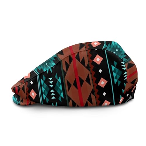 Mens Womens Newsboy Flat Cap Beret Hat Ivy Irish Gatsby Driving Cabbie Hat Lightweight Summer for Golf - color: Aztec Tribe