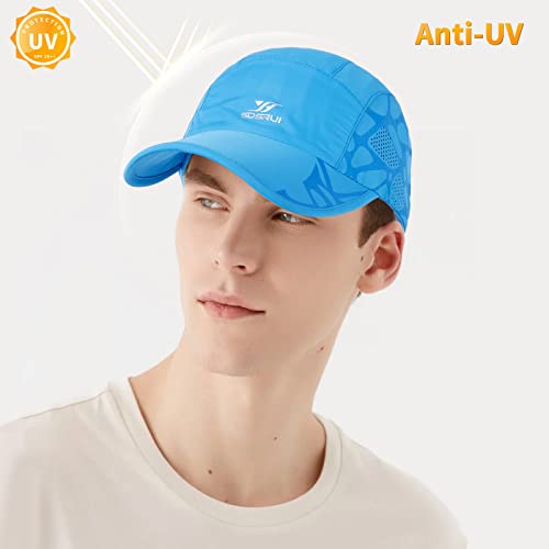 Running Hat Mesh Quick Dry Hat Baseball Cap for Women Men - color: Lakeblue+rosered