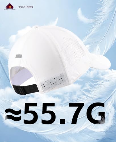 Home Prefer Mens Womens UPF50+ Sun Hat Athletic Adjustable Baseball Cap Quick Dry UV Protection Workout Running Golf Hat - color: White, size: Large