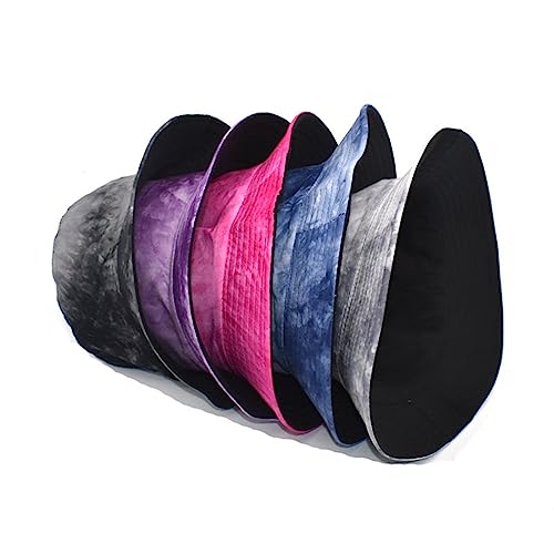 Tie Dye Bucket Hat Reversible Cotton Multicolored Fisherman Cap Packable Sun Hat - color: Purple