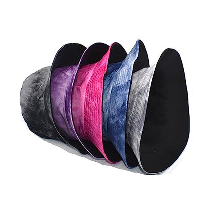 Tie Dye Bucket Hat Reversible Cotton Multicolored Fisherman Cap Packable Sun Hat - color: Purple