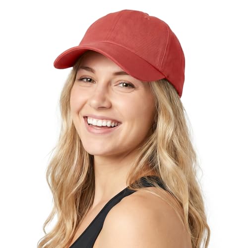 Lvaiz Womens Satin Lined Baseball Cap Washed Cotton Adjustable Dad Hat - color: Orange Red