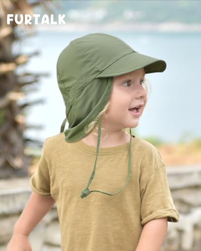 FURTALK Baby Sun Hat with Neck Flap UPF 50+ Toddler Quick Dry Swim Hat - color: Green, size: 2-4T