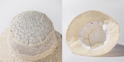 Summer Hats Women 2026 Fashionable Wide Brim Bucket Hat Lace Sunhat Slouchy - color: Black