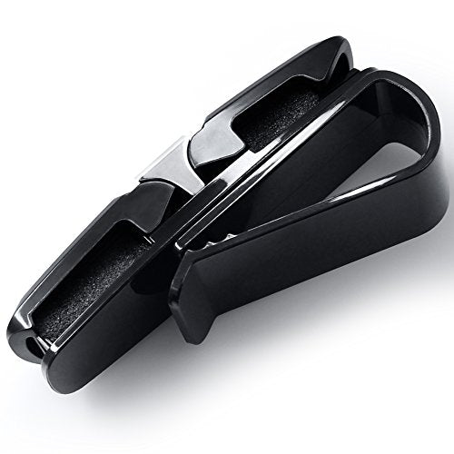 FineGood 2 Pack Glasses Holders for Car Sun Visor, Sunglasses Eyeglasses Mount with Ticket Card Clip - Black