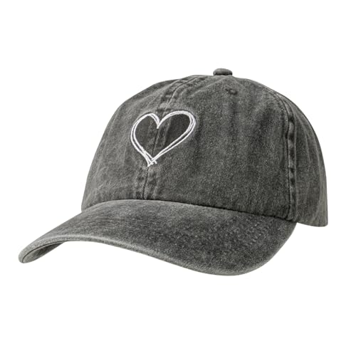 PACIFIC BRIM Women's and Men's Classic Cotton Adjustable Baseball Hat - color: Heart