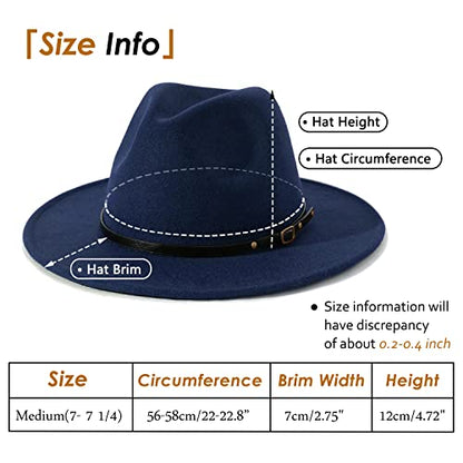 Lisianthus Women Belt Buckle Fedora Hat - color: Navy-blue