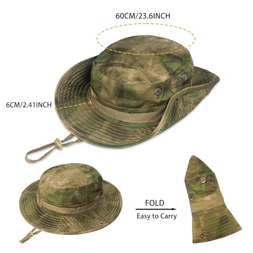 Rosoz Sun Hats for Men Women Bucket Hat UPF Protection Wide Brim Boonie Hat - color: 1pack-green Ruin