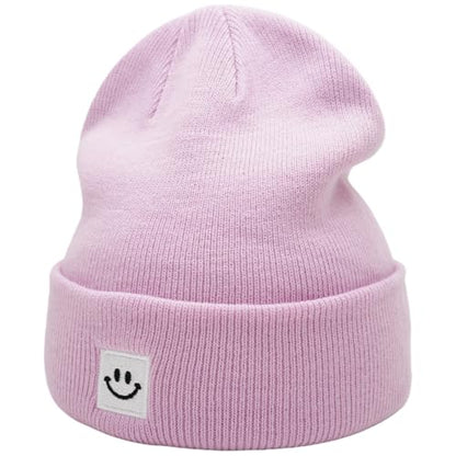 55cube Unisex Winter Beanie Hats Warm Thick Knit Cuffed Skullcaps - color: Dusty Mauve