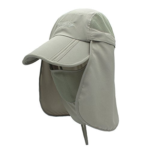 Full Coverage Removable UPF 50+ Sun Hat, Breathable Quick Dry Running Cap - color: Light Grey, size: Small