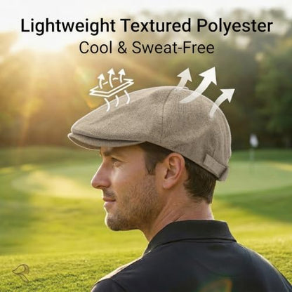ZLYC Newsboy Cap for Men Summer Flat Cap Lightweight Beret Hat - color: Buckle Beige