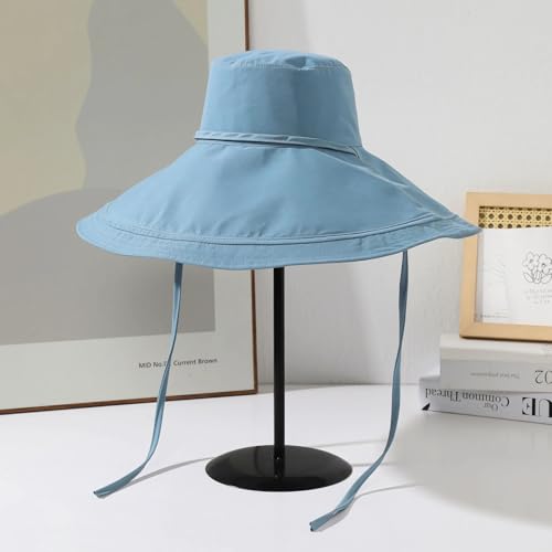 HUAMULAN Women Wide Brim Reversible Sun Hat Summer Beach Fishing Bucket - color: Blue
