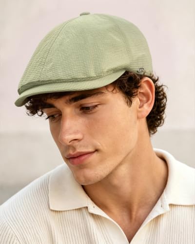 CLAPE Lightweight Breathable Flat Hat, Water-Resistant Newsboy Cap - color: Nb2609-green