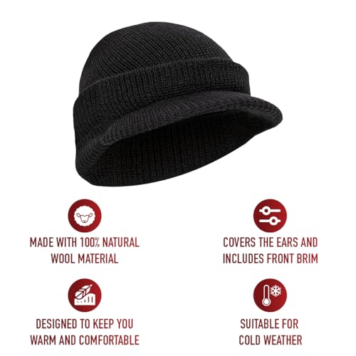 Rothco Genuine Watch Cap with Brim - Classic Knit Cap for Cold Weather - color: Black