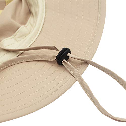Women Lightweight Safari Sun Hat Quick Dry Fishing Hat with Strap Cool - color: Khaki