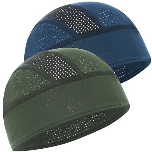 vidsel Skull Caps Cooling Breathable Mesh Sweat Helmet Liner - color: 2 Dark Blue & Army Green