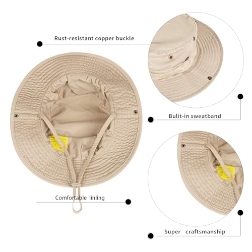 Sun Hats for Men Women Bucket Hat UPF 50+ Boonie Hat Foldable UV Protection Hiking Beach Fishing Summer Safari - color: 1pack-khaki
