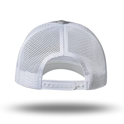 American Flag Trucker Hat - Snapback Hat, Baseball Cap for Men Women - Breathable Mesh Side, Adjustable Fit - for Casual Wear - color: Gray/White
