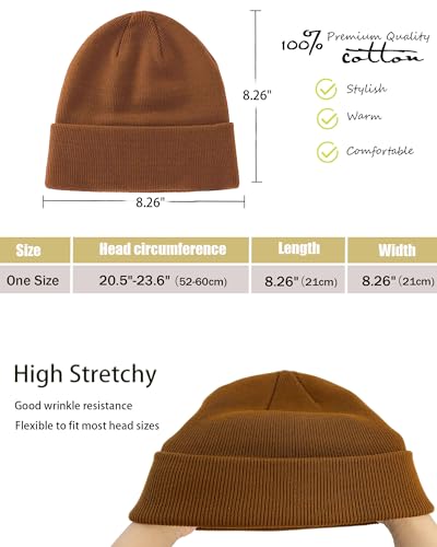 vidsel 100% Cotton Beanie Hat-Unisex Winter Knit Cuffed Beanies Skull Cap - color: 2pcs - Black, Coffee