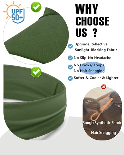 Cooling Sun Stretchy Visor Hat for Men Women,Soft Headband Visors - color: 1-army Green