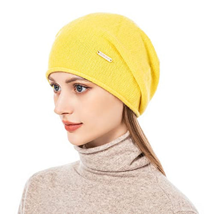 Knit Slouchy Beanie Hats for Women Cashmere Ski Cap Knitted Wool Soft Warm Winter Hat - color: A11-ginger