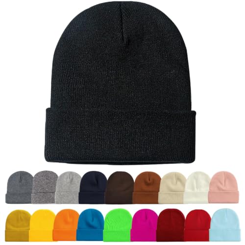 ZOORON Beanie for Men Women Slouchy Winter Beanie Hats Cuffed Skull Caps - color: 1pack-black