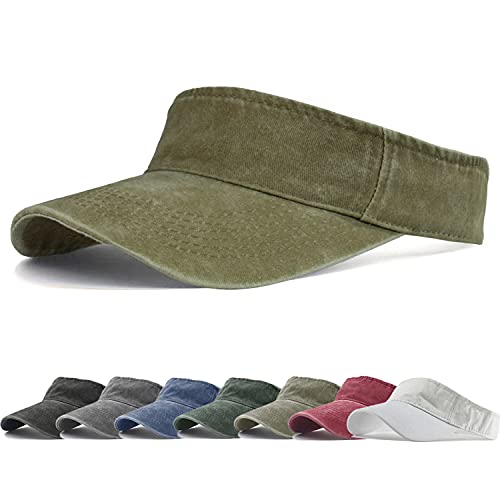 HH HOFNEN Sports Sun Visor Hats Cotton Adjustable Golf Caps for Men Women - color: #1a Khaki