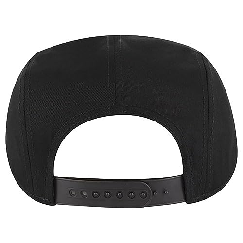 Ashen Fane 5 Panel Superior Cotton Twill Square Flat Visor Adjustable Camper Hat - color: Snapback-black