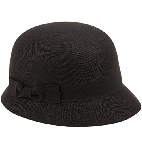 Women's Gatsby Linen Cloche Hat with Lace Band and Flower - color: Cl2696black