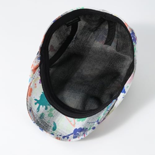 Quanhaigou Men's Cotton Flat Ivy Gatsby Newsboy Driving Hat Adjustable Irish Cabbie Ivy Driving Hunting Cap - color: Graffiti
