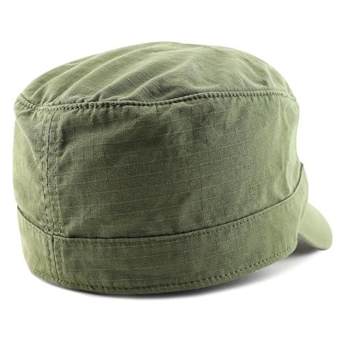 Armycrew Lightweight Cotton Ripstop Fitted Army Style Flat Top Cap - color: Army Green, size: Small-Medium