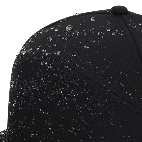 Quick Dry Baseball Cap Flat Brim Snapback Golf Hat for Men Women - color: Black