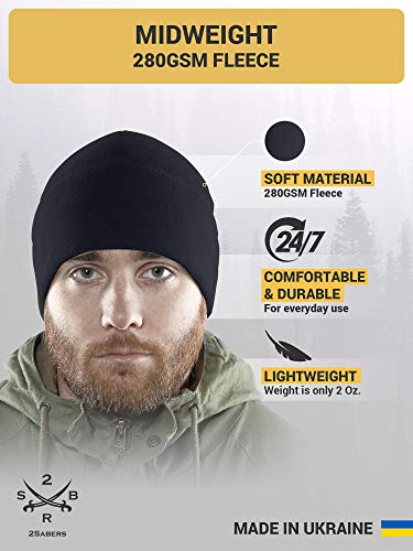 2SBR 2SABERS Fleece Winter Warm Watch Cap - Mens Outdoor Skull Beanie Hat - color: Dark Navy Blue, size: Medium