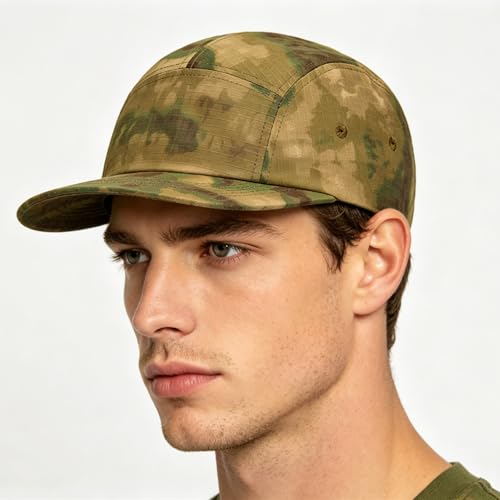 COOLSOME Camo Hat 5 Panels Hats Camper Hunting Cap - color: L (7 1/2- 7 3/4)| Camo Green |Flat-brim