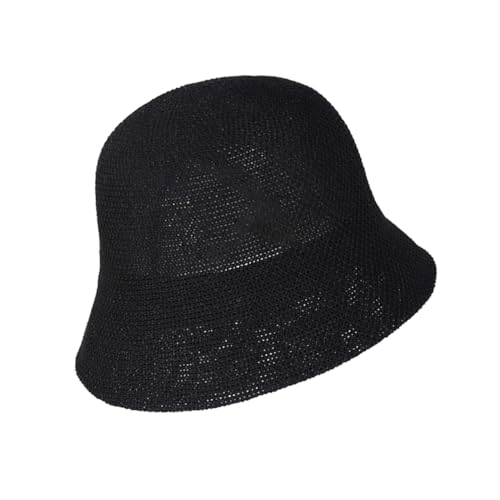 Eigso Womens Mesh Woven Bucket Hats Summer Outdoor Beach Straw Bucket Hat for Woman Packable Beach Hat - color: B3 : Black