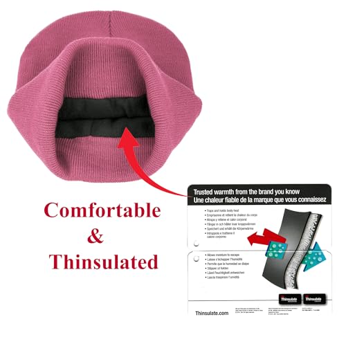3M Thinsulate Women Men Unisex Knitted Thermal Winter Cap Casual Beanies - color: Light Pink