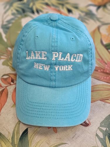 Lake Placid New York Embroidered Cotton Baseball Cap hat - color: Aqua