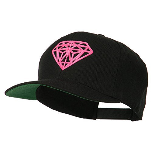 e4Hats.com Pink Diamond Outline Embroidered Snapback Cap - color: Black