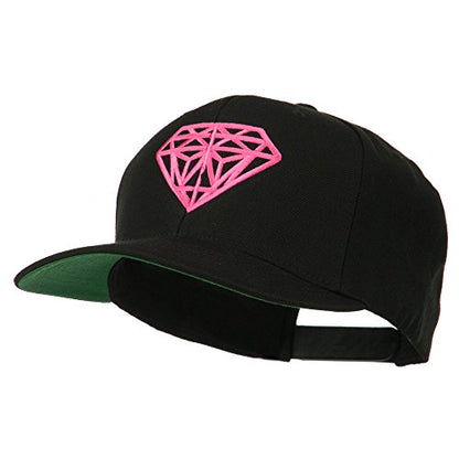 e4Hats.com Pink Diamond Outline Embroidered Snapback Cap - color: Black