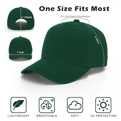 ZH Plain Adjustable Baseball Cap - Lot of 12 Unisex Blank Design Caps - color: Dark Green