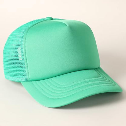 MIRMARU 5 Panels Blank Foam Front Two Tone Solid Trucker Mesh Back Baseball Cap with Adjustable Snapback Strap - color: Solid-kelly Green