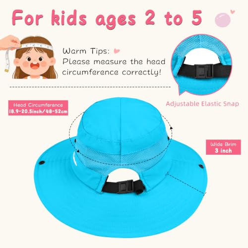 ZOORON Kids Girls Ponytail Sun Hat UPF 50+ Breathable Mesh Water-Resistant - color: Solid Blue