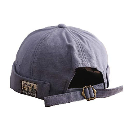 Men Hats Docker Cap Hats Beanie Sailor Cap Worker Hat Rolled Cuff Retro Brimless Hat with Adjustable - color: Dzm34-blue